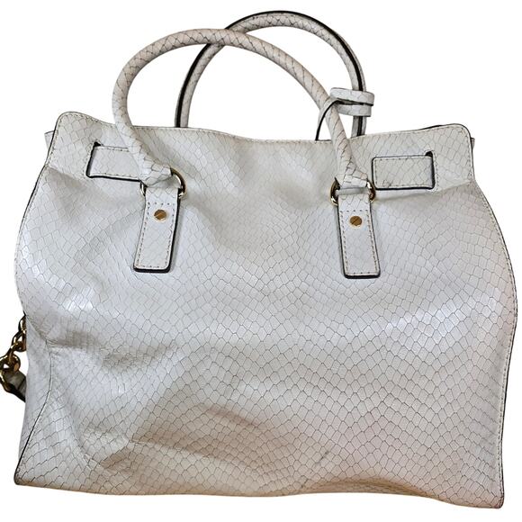 Rare White Michael Kors Snake Leather Python Hamilton Purse Satchel 35S5SHLT3N - Picture 2 of 12